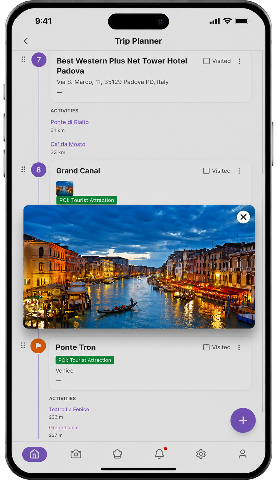 Trip Planner stop photos and trip memories